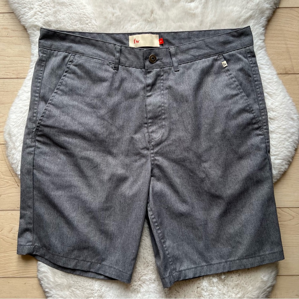 Dark Gray Men's Chino Flat Front Cotton Blend Shorts Secret Pocket 34W Golf